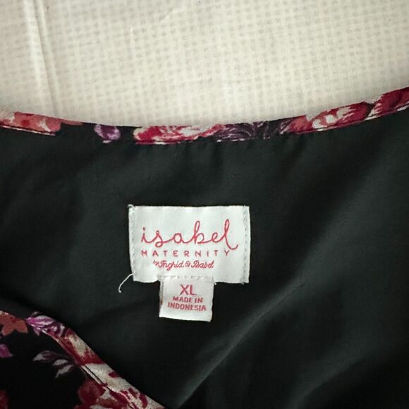 Isabel Maternity Maxi Tiered Dress Red Purple Floral Long Sleeve Size XL - Picture 12 of 13